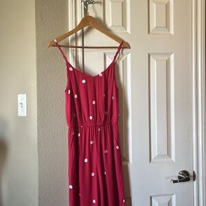 Ann Taylor Size XS Red Polka Dot Loft Jumpsuit